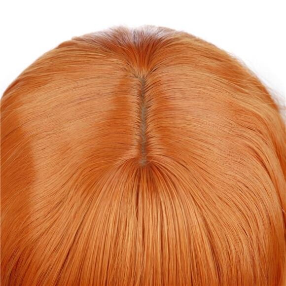 incohair 14 Inches Dark Orange Wig with Bangs Women Girls Short Curly Wavy Bob main image 2